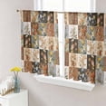 thumbnail image 1 of Floral Patchwork Sheer Curtains 54 Inch Length 2 Panels Set, Vintage Country Geometric Flower Voile Window Treatment Rod Pocket Short Kitchen Curtains Drapes for Bedroom 52"x54"x2, 1 of 7