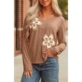 thumbnail image 1 of Floral Patchwork V-Neck Long Sleeve Top, 1 of 11