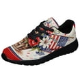 thumbnail image 1 of Floral Patriotic Flower 4th Of July American flag Shoes Sneakers Black Size 4, 1 of 7