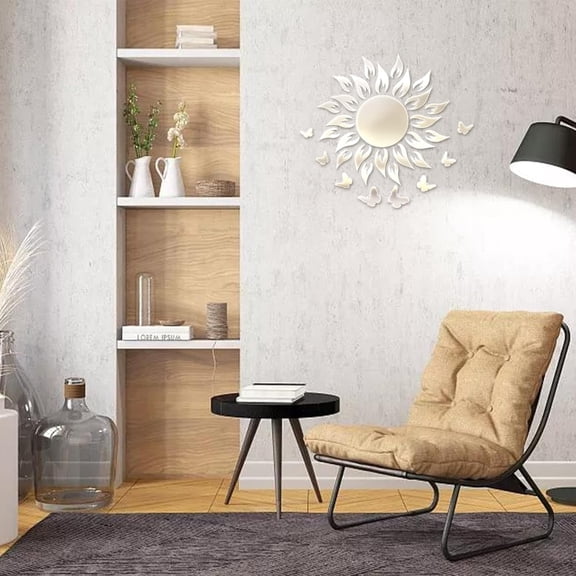 Floral Pattern Acrylic Wall Stickers Butterflies Pattern Mirror Decor Stickers DIY Wall Decals for DIY