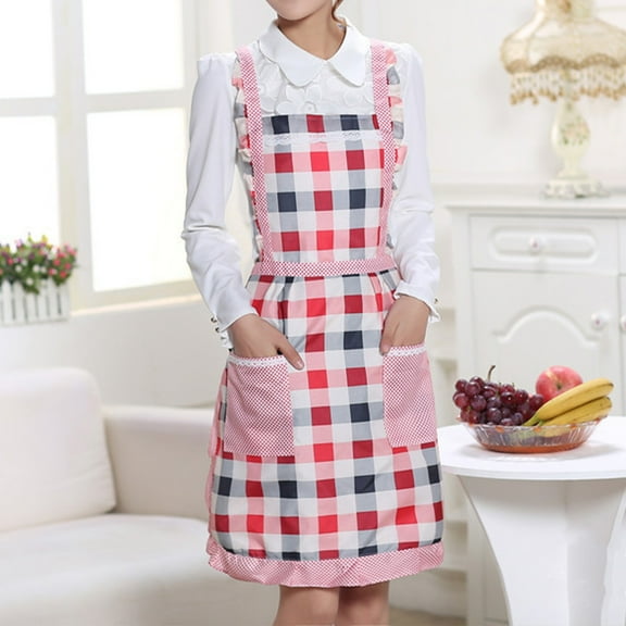 Floral Pattern Adjustable Chef Apron with 2 Pockets, Waterproof Kitchen Cooking Smock for Men Women, Long Bib Apron 39x27.5 Inch, Lightweight Nylon Spandex- Machine Washable Blue