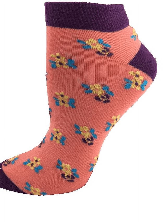 Floral Pattern Ankle Low Cut 1-pair Pack & 4-pair Pack Cotton Socks