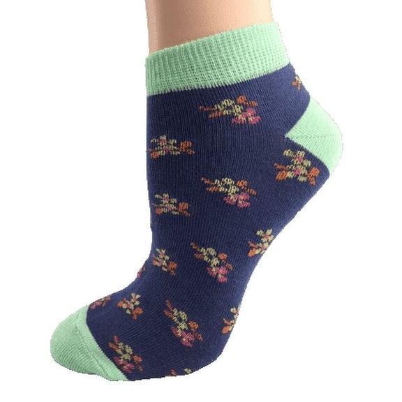 Floral Pattern Ankle Low Cut 1-pair Pack & 4-pair Pack Cotton Socks