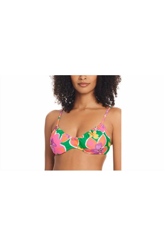 Floral Pattern Bikini Top, Underwire, Adjustable Straps, Women's