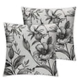 thumbnail image 1 of Floral Pattern Bouquets of Spring Flowers Black and White Cotton Linen Square Throw Waist Pillow Case Decorative Cushion Cover Pillowcase Sofa, 1 of 7
