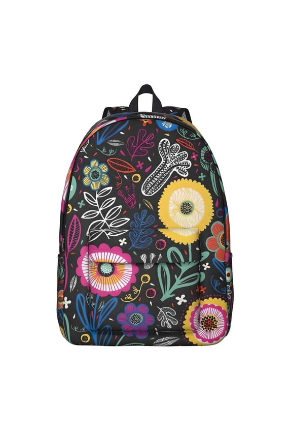 Floral Pattern Casual Backpack, Durable and Lightweight Boho Style for Teens, Students, and Travelers