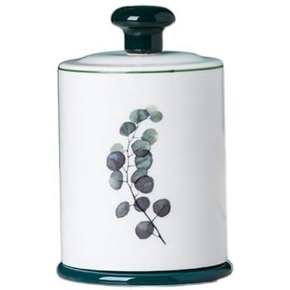Floral Pattern Ceramic Toothpick Holder, Airtight Design, Green Accents, Home Decor Storage Box(B)