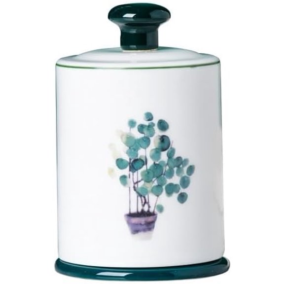 Floral Pattern Ceramic Toothpick Holder, Airtight Design, Green Accents, Home Decor Storage Box(F)