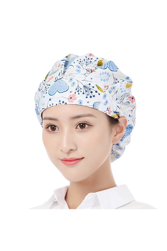 Floral Pattern Chefs Headgear Prevent Hair from Falling into Unisex Cooks Stay Clean Chefs Cap for Adult/Kids