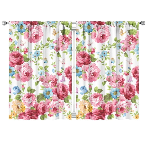 Floral Pattern Curtains 42x63 Inch, Rod Pocket 2 Panels Blackout Drapes for Bedroom and Everyday Use
