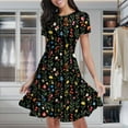thumbnail image 1 of Floral Pattern Dark Background Design Women's Classic Swing Skater Dress Casual Work Party Cocktail Dresses, 1 of 6