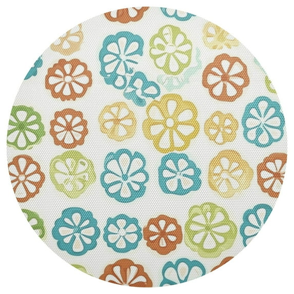 Floral Pattern Design 4-Piece 15.4in Heat-Proof PVC Plate Mats, Easy Cut and Clean for Family Use