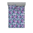 thumbnail image 1 of Floral Pattern Fitted Sheet & Pillow Sham Set, Delicate Flowers Boho with Simple Petals on Jumble Backdrop Print, Decorative Printed 3 Piece Bedding Decor, Queen, Pale Fuchsia Lilac, by Ambesonne, 1 of 1