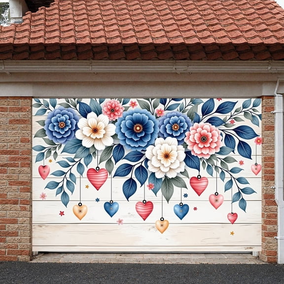 Floral Pattern Floral Banner Heart Shape Heart Backdrop Colorful Design Decorative Romantic Background for Wedding Decoration Valentine's Day Anniversary