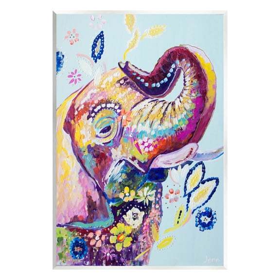 Floral Pattern Fun Elephant Animals & Insects Painting Unframed Art Print Wall Art