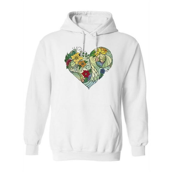Floral Pattern Heart Hoodie Women -Image by Shutterstock, Female x-Large