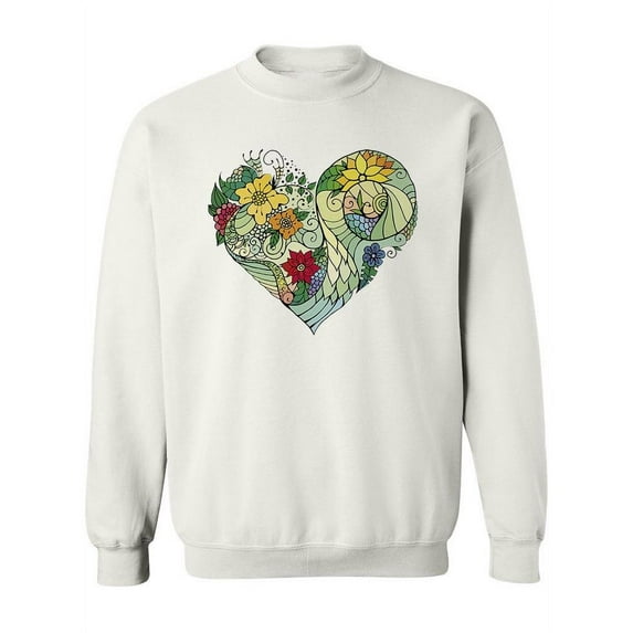 Floral Pattern Heart Shape Sweatshirt Women -Image by Shutterstock, Female Small