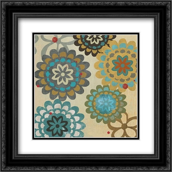 Floral Pattern I 2x Matted 20x20 Black Ornate Framed Art Print by PI Studio