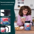 thumbnail image 1 of Floral Pattern Insulated Stainless Steel Tea Pot with Built-In Infuser Portable Travel Kettle for Hot Cold Beverage Retention, 1 of 3
