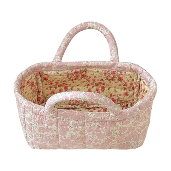 Floral Pattern Laundry Basket, Desktop Cosmetic Organizer Storage Basket, Multi-Use T-oys Snack Tote for Bedroom Bathroom Home