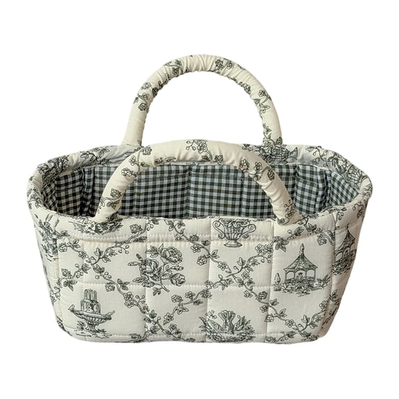 Floral Pattern Laundry Basket, Desktop Cosmetic Organizer Storage Basket, Multi-Use T-oys Snack Tote for Bedroom Bathroom Home