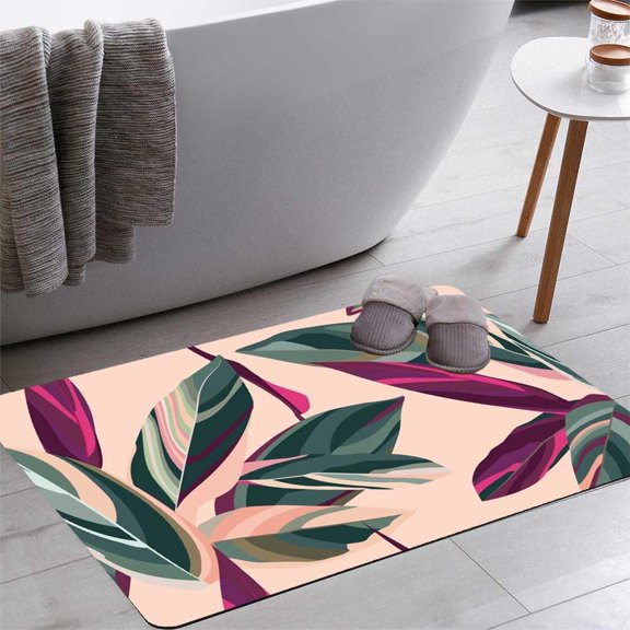 Floral Pattern Leaves of Cordelia a Bath Rugs 16x24 Inch Non Slip Bath Mat Quick Dry Absorbent Thin Bath Rug Fit Under Door Washable Bath Floor Rugs for Bathroom Bathtub Shower Sink,Multi 8