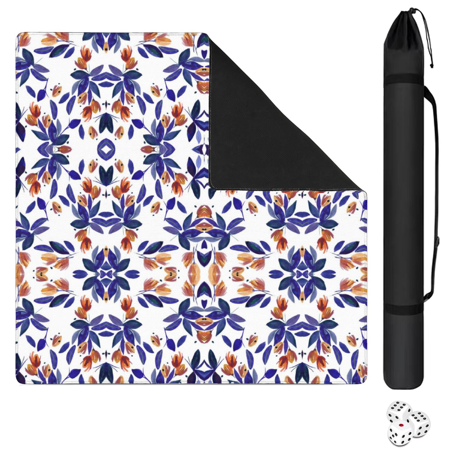 Floral Pattern Non-Slip Game Mat 31.5 Inch Square Thick Rubber Material Makes it Suitable for Mahjong and Other Tabletop Games