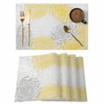 thumbnail image 1 of Floral Pattern Placemats Set of 2, Outline White Yellow Chrysanthemum Graphic Non-Slip Place Mats Washable Table Mats for Kitchen Dining Table Decorations Indoor/Outdoor, 1 of 9