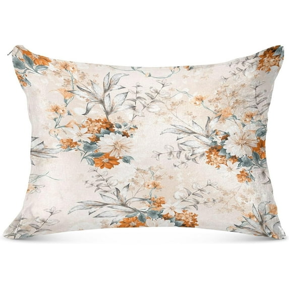 Floral Pattern Plush Pillowcase with Hidden Zipper Pillowcase, Soft and Cozy, 20×26 Inches, for Bedroom, Sofa Home Decor Gifts