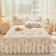 Floral Pattern Quilted Bedding Lace Pure Cotton Bed Skirt Three Piece