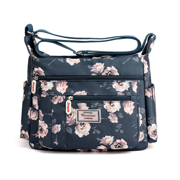 EclatChic Floral Pattern Shoulder Bag for Women Casual Multi-Pocket Crossbody Bag Durable Fabric