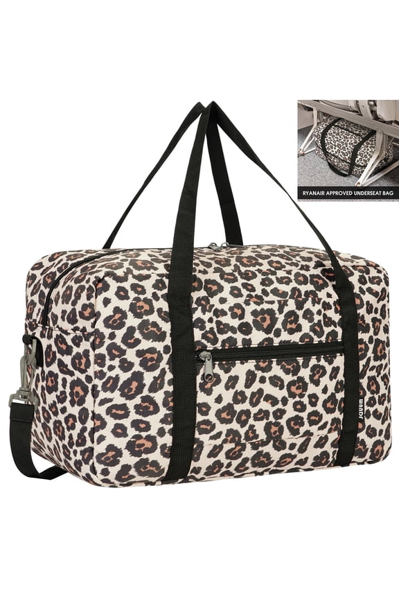 Leopard Print Small Weekender Bag for Women Cute Duffel Bags for Spirit Airlines Personal Item Bag Flower Print Lightweight Overnight Carry on