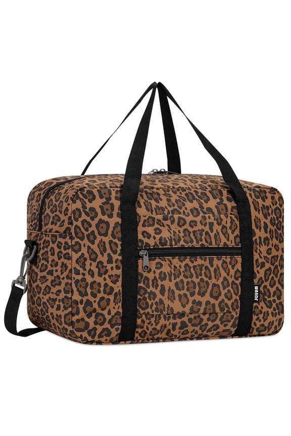 Leopard Print Weekender Bag for Women Small Travel Duffel Bags for Spirit Airlines Personal Item Bag Underseat Overnight Carry on, Brown