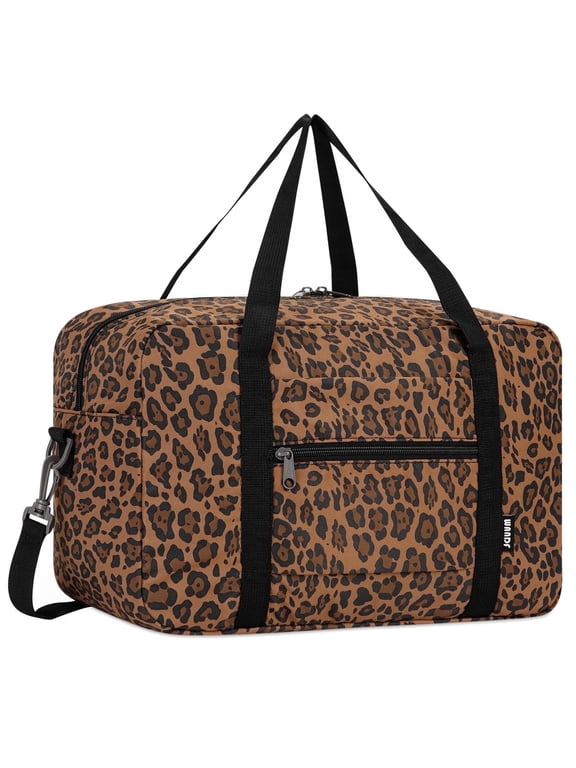 Leopard Print Weekender Bag for Women Small Travel Duffel Bags for Spirit Airlines Personal Item Bag Underseat Overnight Carry on, Brown