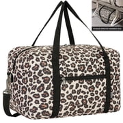 Leopard Print Small Weekender Bag for Women Cute Duffel Bags for Spirit Airlines Personal Item Bag Flower Print Lightweight Overnight Carry on