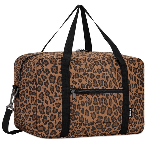 Leopard Print Weekender Bag for Women Small Travel Duffel Bags for Spirit Airlines Personal Item Bag 18x14x8 Underseat Overnight Carry on, Brown