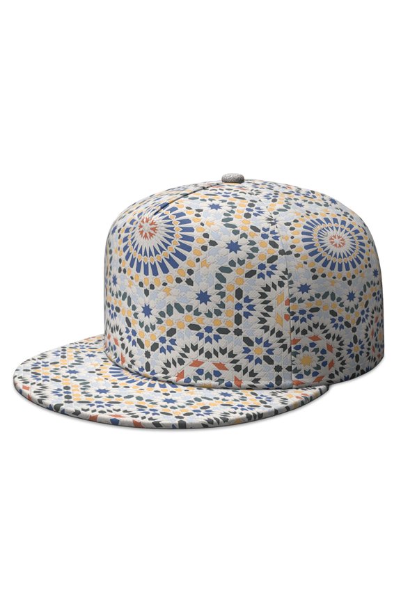 Floral Pattern Snapback Hat - Unisex Flat Brim Cap with Breathable Eyelets