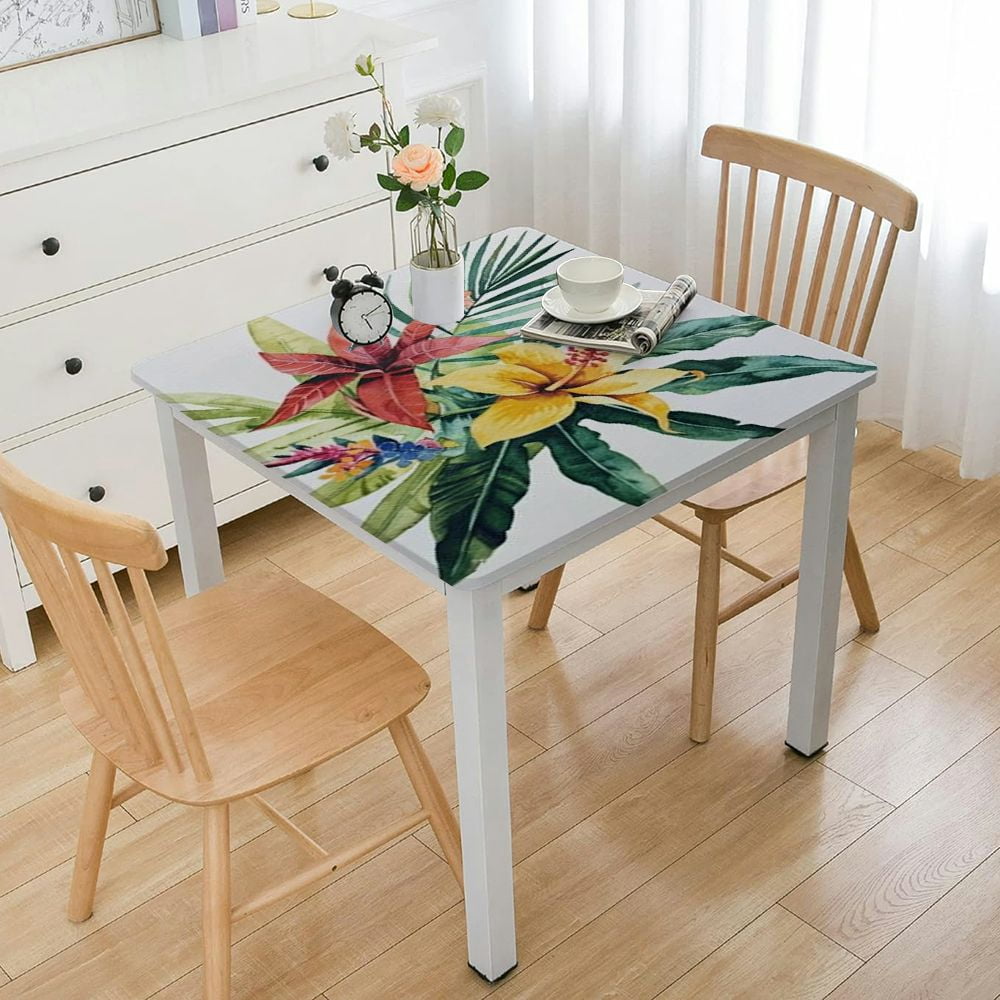 Floral Pattern Square Tablecloth,,Stain Wrinkle Resistant Reusable
