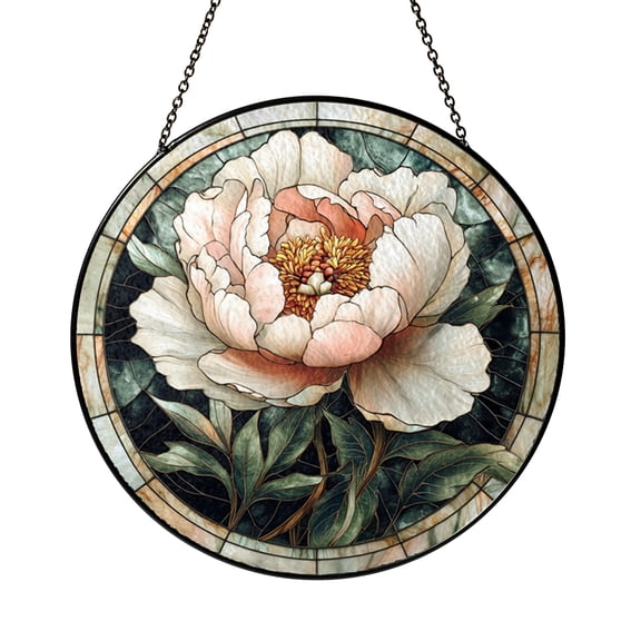 Floral Pattern Stained Glass Style Window Decor