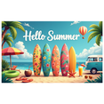 thumbnail image 1 of Floral Pattern Summer Banner Vibrant Colors Hello Summer Beach Party Decoration for Outdoor Beach Events Photograph Backdrop, 1 of 7