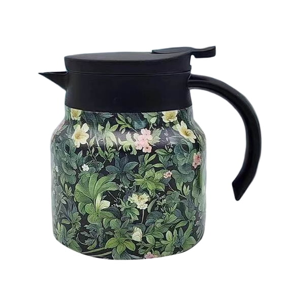 Floral Pattern Tea Pot with Built-in Infuser Mini Hot Coffee Pot Stainless Steel Thermal Carafe for Hot Drinks