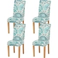 thumbnail image 1 of Floral Pattern Versatile Chair Covers, Stretchy Fabric Dining Room Chair Covers, Armless Dining Seat Covers Set of 4, Dining Chair Covers Washable, 1 of 6