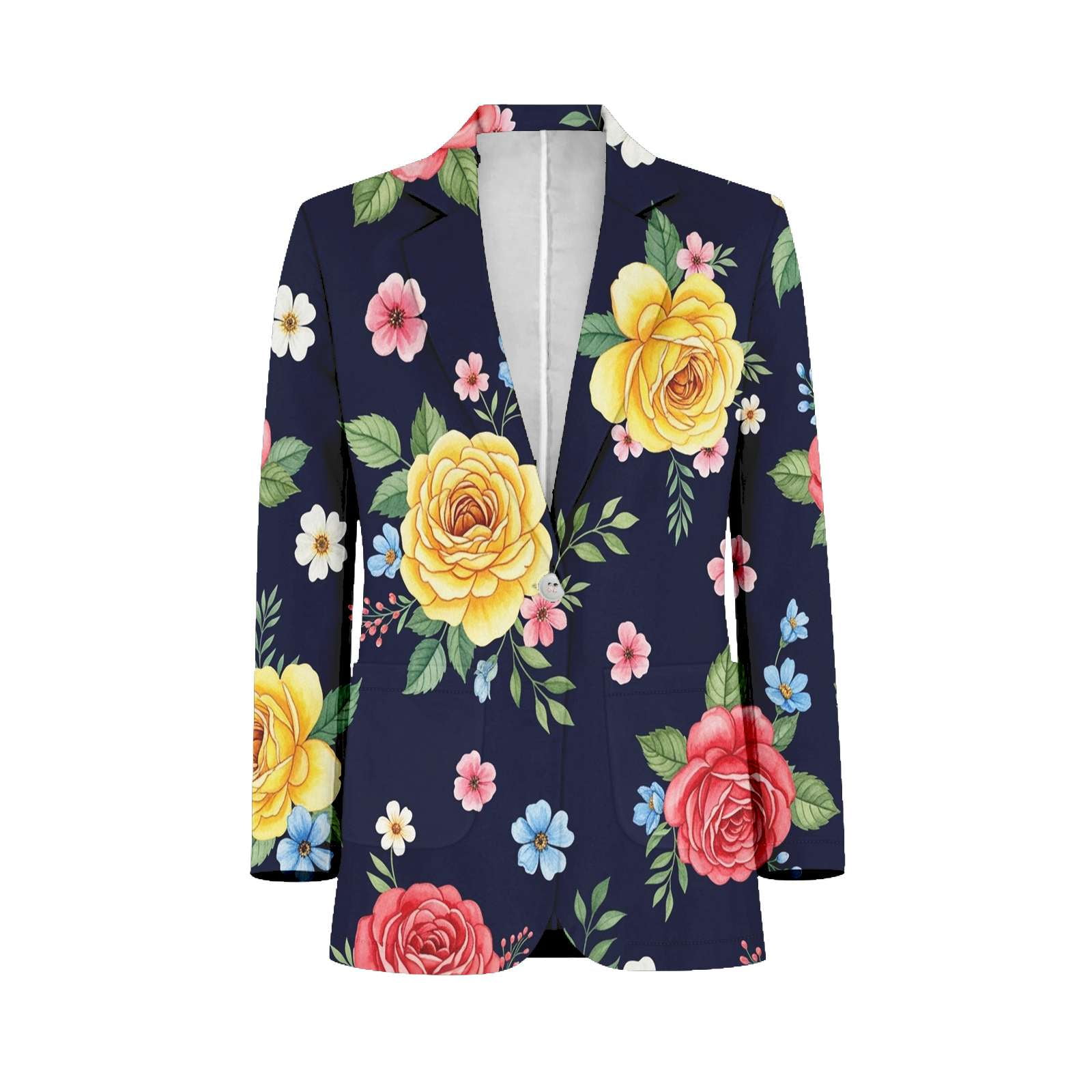 Floral Pattern Vibrant Roses Dark Background Mens Suits Shawl Collar ...