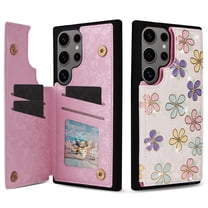 Floral Pattern Wallet Case for Samsung Galaxy S25 Ultra with RFID Blocking Card Holder, Colorful Flower Pattern PU Leather Stand Flip Case for Women Girls, Shockproof Phone Cover, Colorful Flowers
