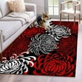 thumbnail image 1 of Floral Pattern Washable Area Rugs 4'x6', Outline White Red Chrysanthemum Graphic Low Pile Throw Living Room Rug Non-Slip Sturdy Edge Binding Carpet for Indoor Entryway Bedside Kitchen, 1 of 9