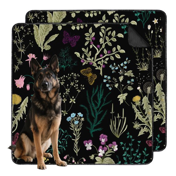 Floral Pattern Washable Dog Mats 2-Count 48x48 Inch Reusable Puppy Pads, Highly Absorbent Pet Floor Mat for Large Indoor Protection