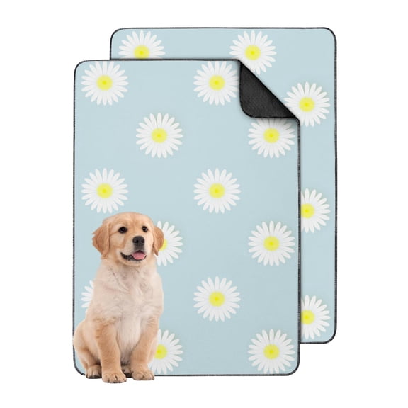 Floral Pattern Washable Dog Training Pads 2-Set, Medium 24x35 Inch Reusable Puppy Mats, Highly Absorbent Potty Pad for Crate and Floor Areas