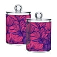 thumbnail image 1 of Floral Pattern in Pink and Purple Cotton Swabs Cans Translucent Plastic Canisters Dustproof Lid for Bathroom Storage, 1 of 7
