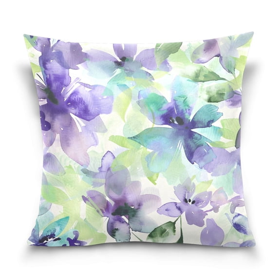 Floral Pattern in Purple Throw Pillow Covers Couch Pillowcases Decor for Bed Sofa 18" x 18"