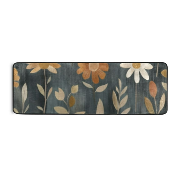 Floral Pattern with Dark Runner Rug for Hallways Kitchen Non Slip 2'x 6' Washable Hall Carpet for Bedroom Entryway Laundry Room